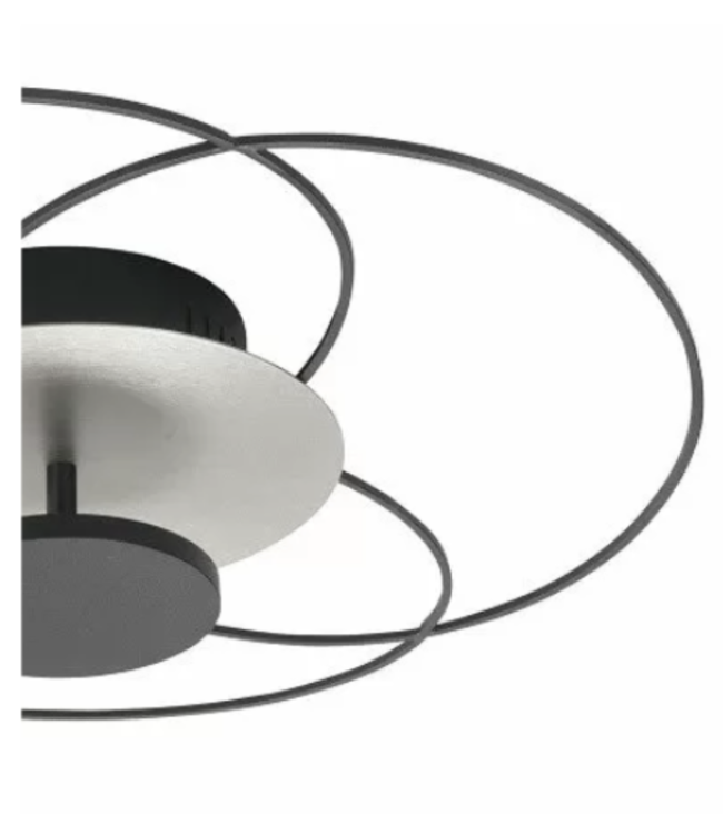 Plafondlamp cirkels zwart rvs -52cm-