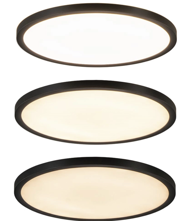 Mooie platte plafondlamp groot zwart 44,5cm