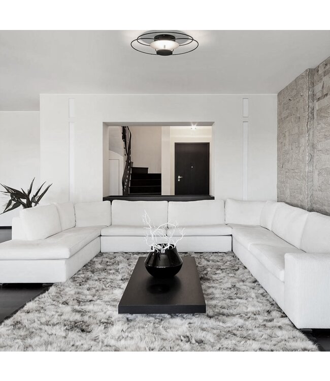 Plafondlamp cirkels zwart rvs -52cm-