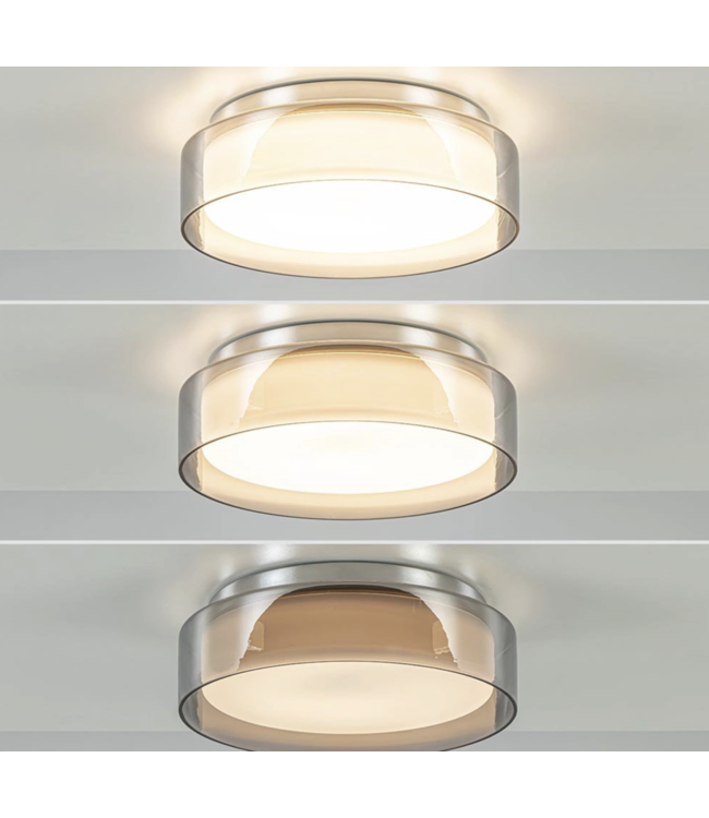 plafondlamp met drie standen licht-28cm-chroom-smokewit