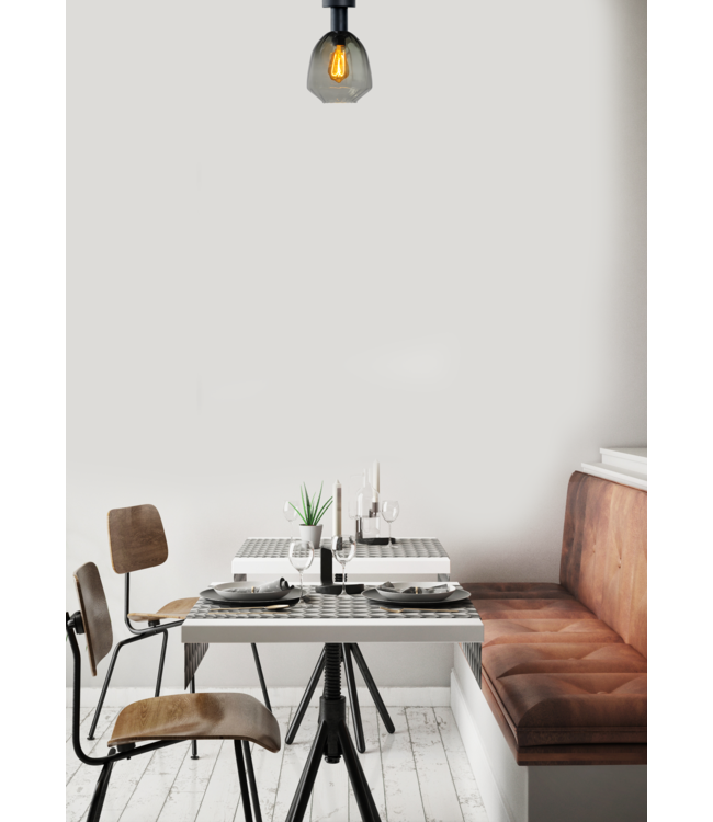 Peervormige plafondlamp met doorzichtig geribbeld glas -34cm- Groen