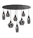 Highlight Spiegelglas smoke hanglamp 8lichts -100cm-zwart - ovaal
