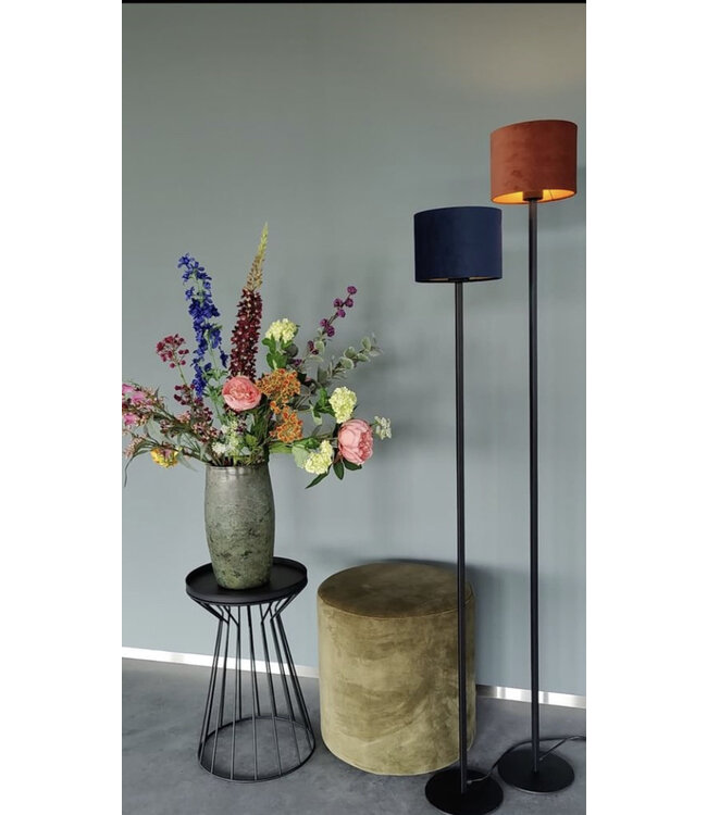 Hoge vloerlamp incl velours kap-150cm-zwart