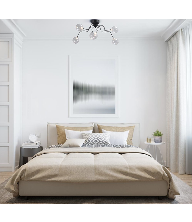 Stijlvolle glasbollen plafondlamp met dimbaar LED licht - 156cm - zwart