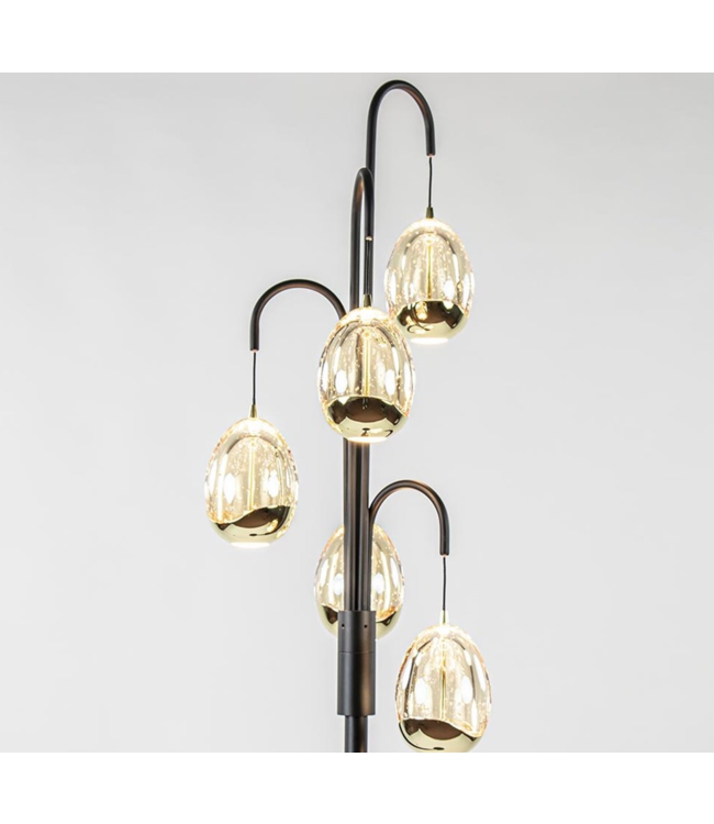 vloerlamp egg 5 lichts gold dimbaar