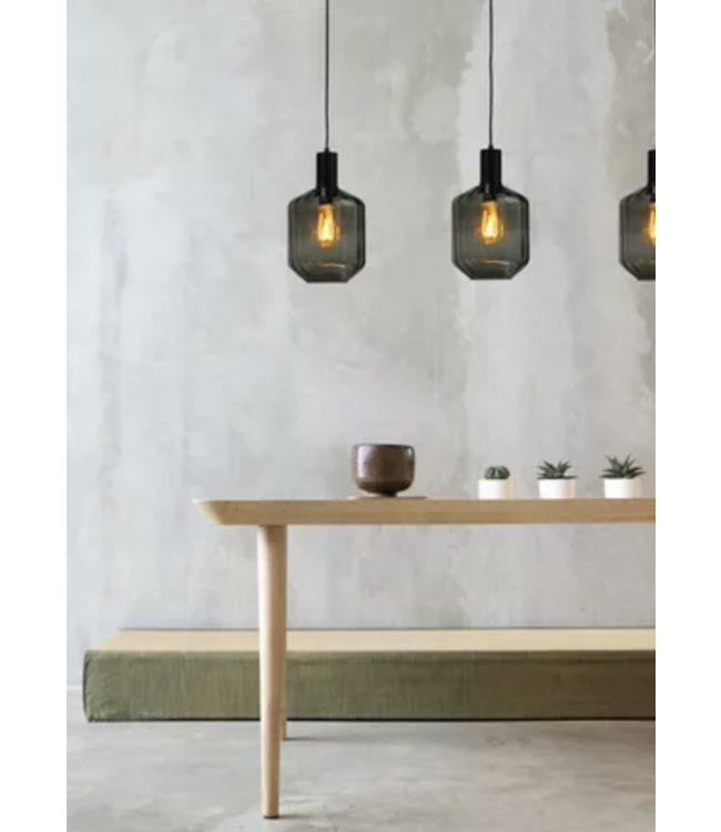 Plafondlamp met doorzichtig geribbeld glas -36cm- Groen