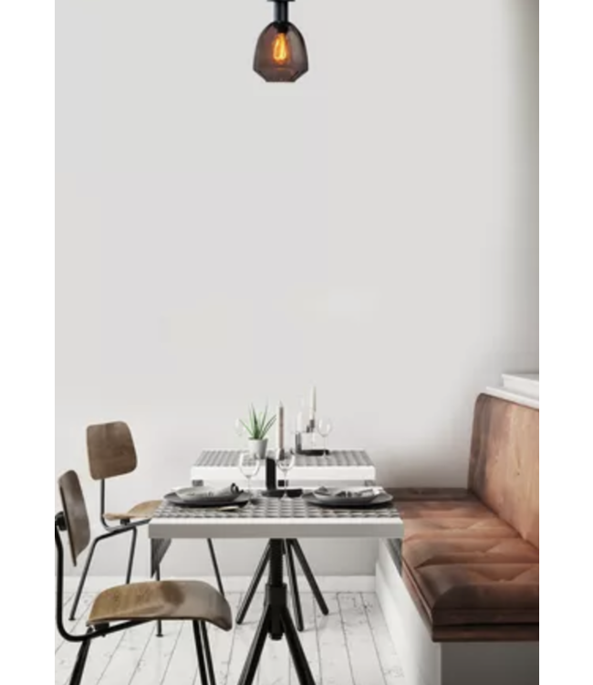 Peervormige plafondlamp met doorzichtig geribbeld glas -34cm- Rood