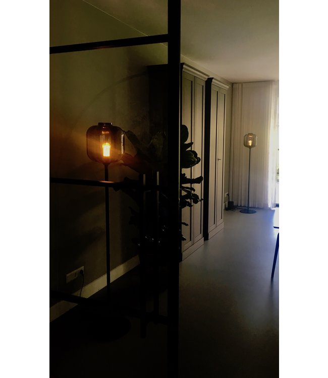 Plafondlamp met glad italiaans smoke kleurig glas -28-zwart