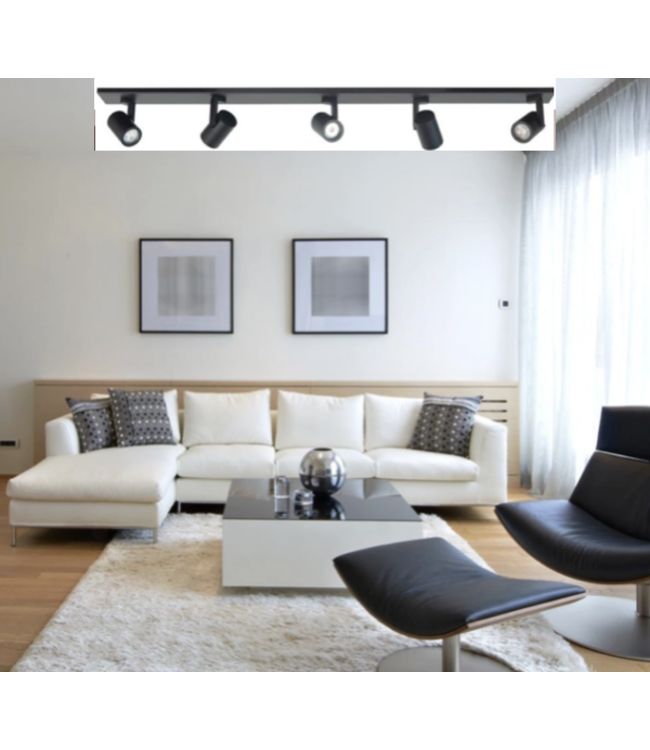 Spot Halo Zwart 5 lichts