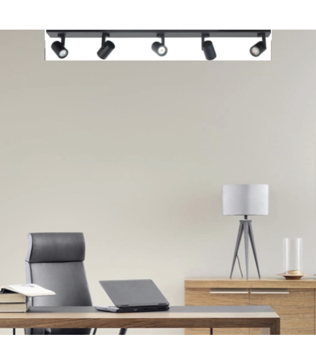Spot Halo Zwart 5 lichts