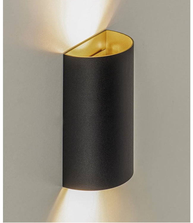 Wandlamp Hera Up Down Zwart/Goud
