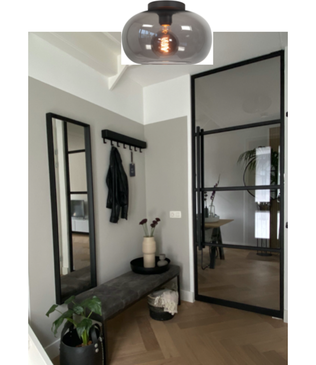 Plafondlamp Fantasy Zwart met Smoke Glas