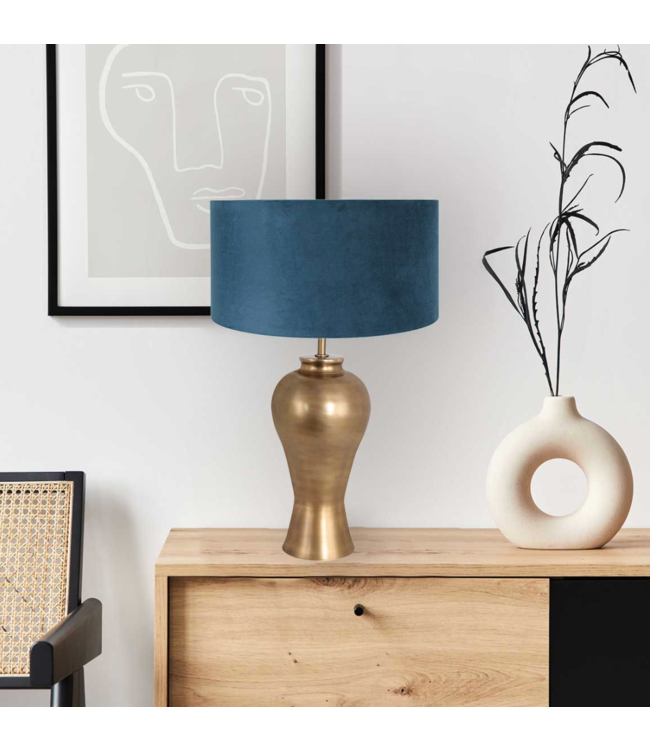 Tafellamp Brass Brons-Fluweel Blauw