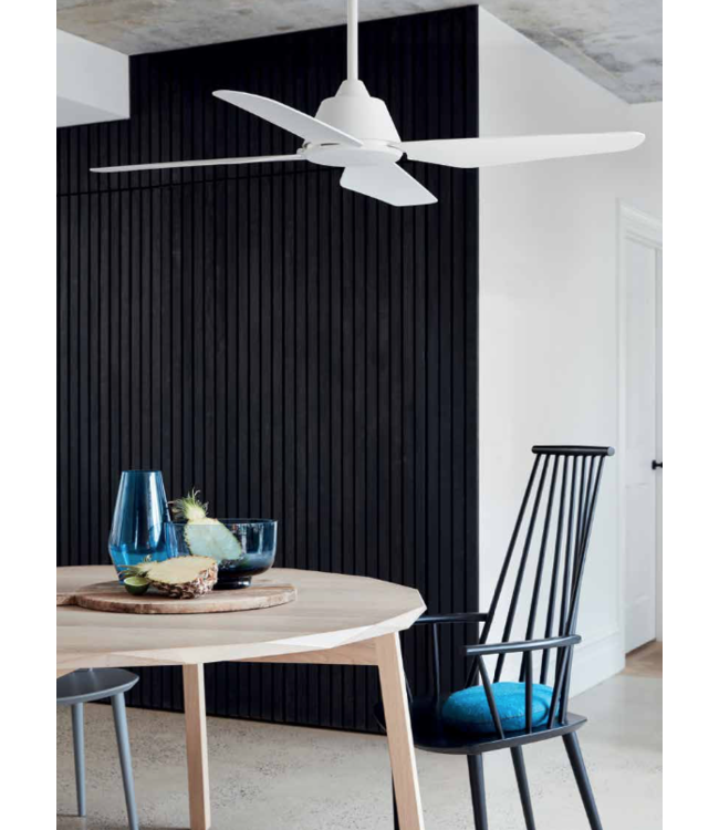 Witte plafondventilator incl afstandsbediening en licht122 cm