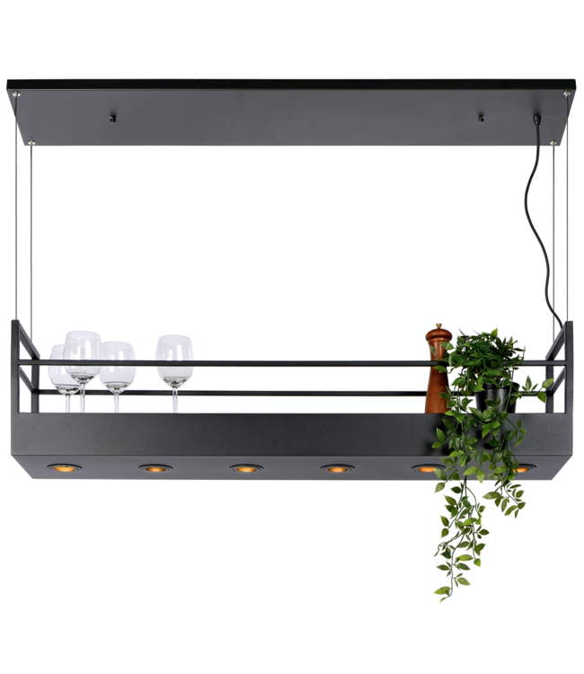 Zwarte Kookeiland hanglamp display