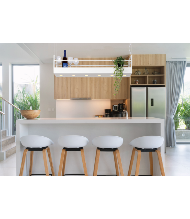 Witte Kookeiland hanglamp display