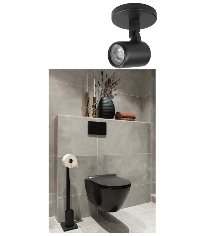 Mat zwarte strakke badkamer spot 1 lichts IP 44