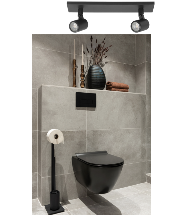 Mat zwarte 2 lichts badkamerspot IP 44