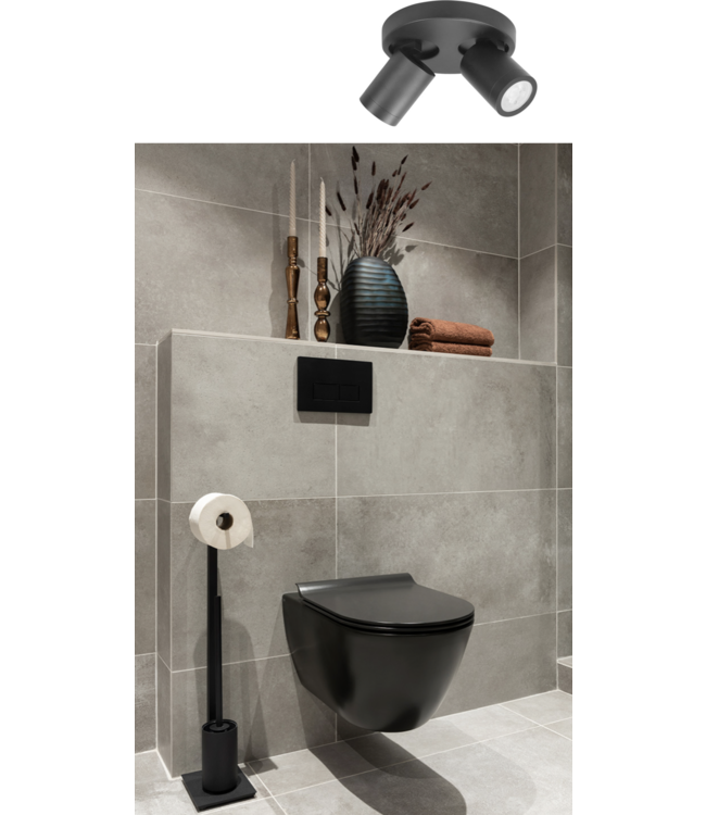 Strakke badkamerspot op ronde plaat 2 lichts