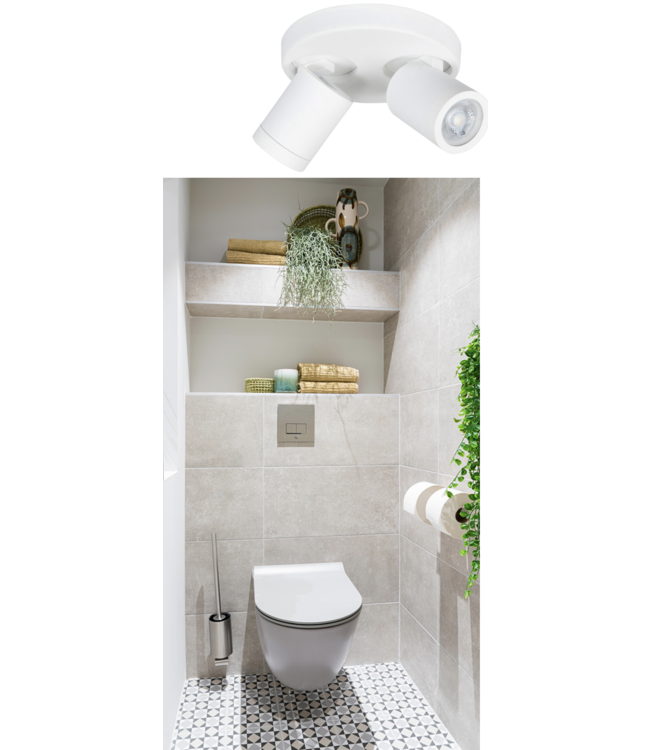 Strakke badkamerspot op ronde plaat 2 lichts