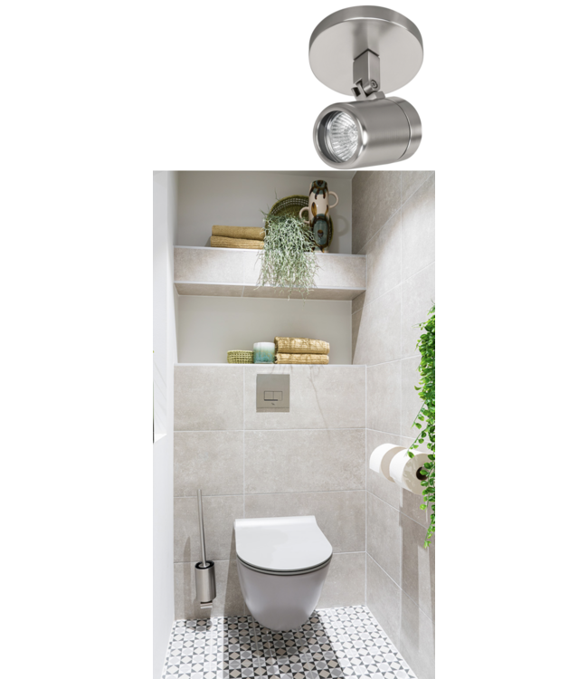 Strakke badkamer spot excl GU10 IP44 Nikkel Mat