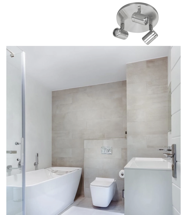 Strakke 3lichts badkamer spot excl GU10 IP44 NikkelMat