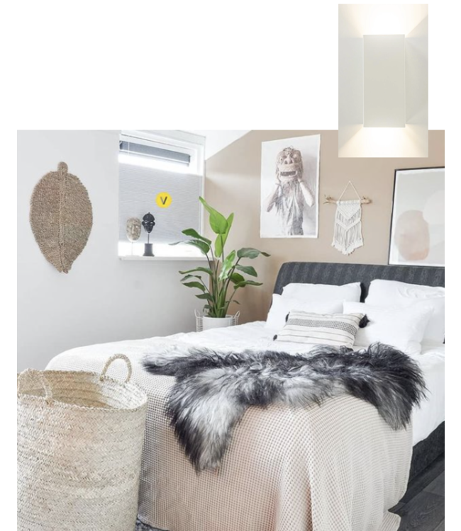 Strakke bed wandlamp up en down light -Wit