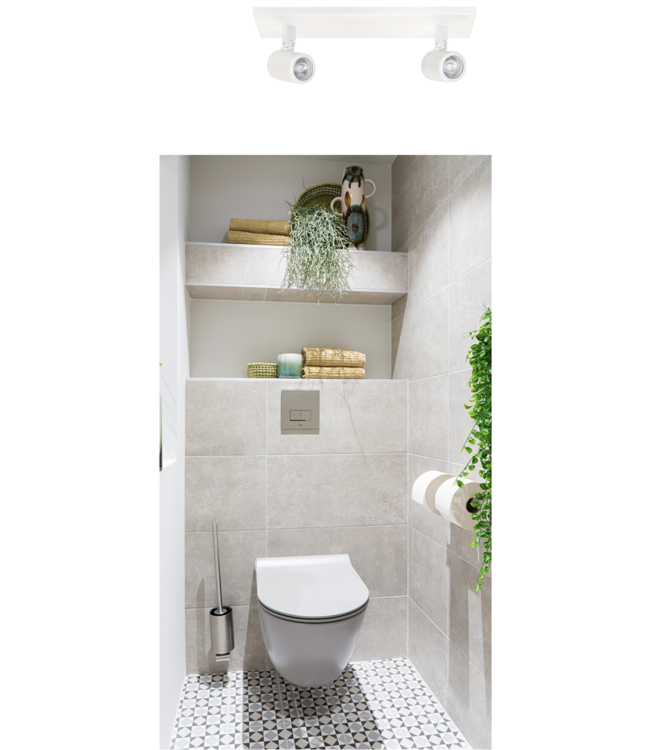 Strakke mat witte 2 lichts badkamerspot IP44