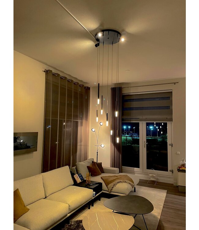 Hanglamp rond 6 lichts LED hanglamp-35cm-zwart/dappled oil