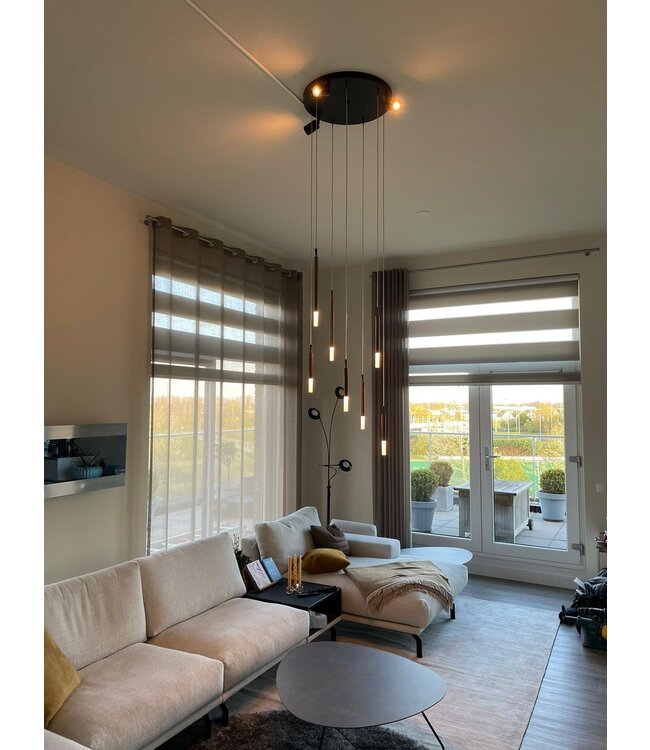 Strakke hanglamp/vide 6 lichts