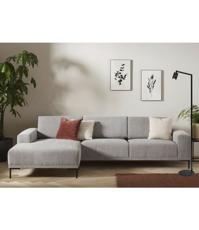 Strakke leeslamp Bounce zwart met dappled oil