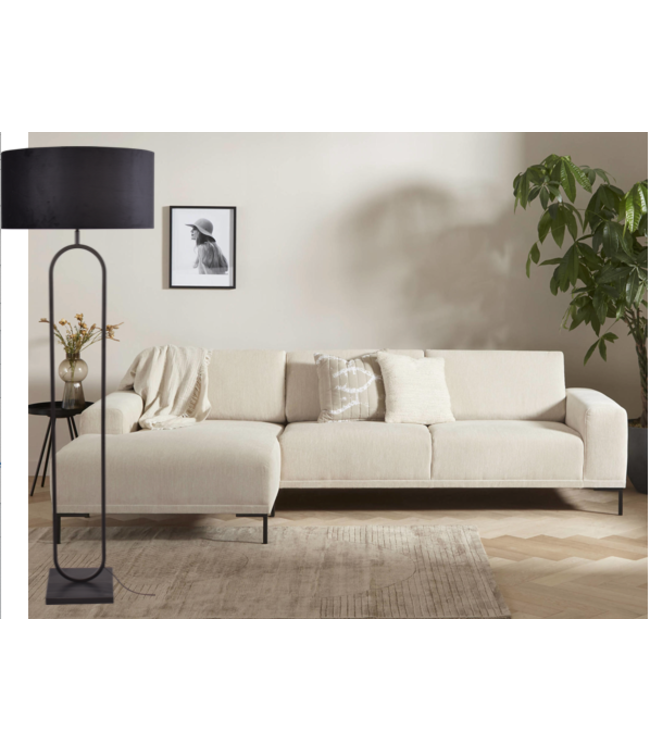 Ovale vloerlamp matzwart-162-kap black velours -ø52cm