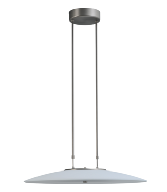 Masterlight Klassieke hanglamp rond wit glas met rvs