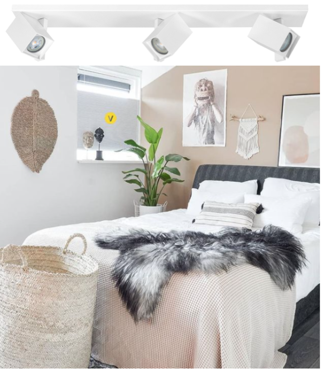 Strak mat witte langwerpige 3 lichts led spot-65cm