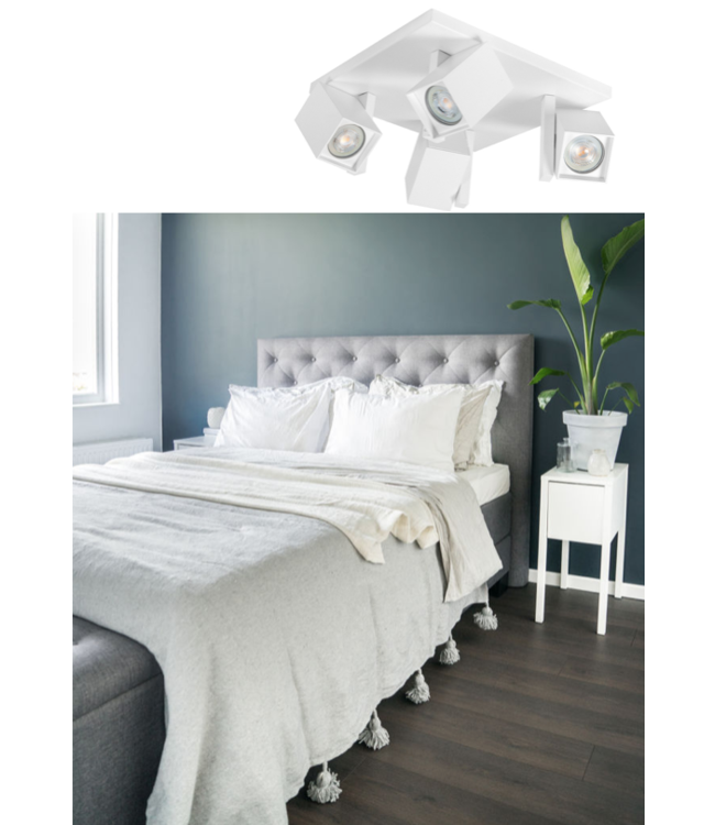 Vierkanten mat witte 4 lichts led spot 25cm