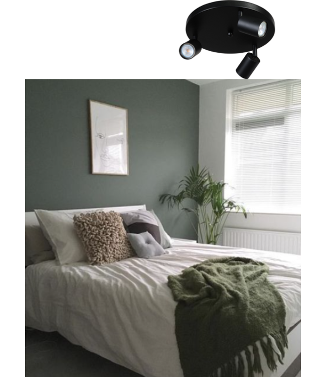 Strakke 3 lichts spot -30cm- mat Zwart
