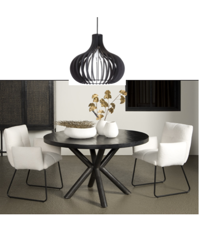 Hanglamp opengewerkt hout -40cm- Zwart