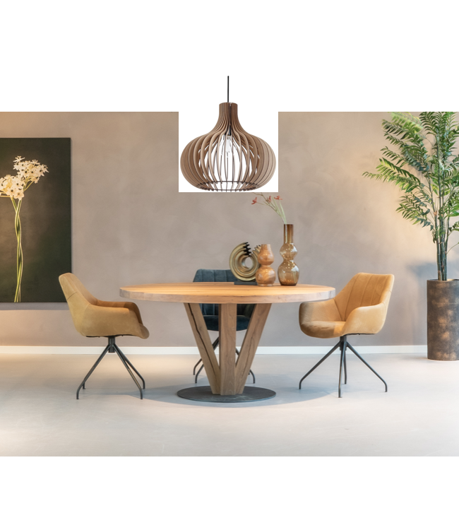 Hanglamp opengewerkt hout-50cm-naturel