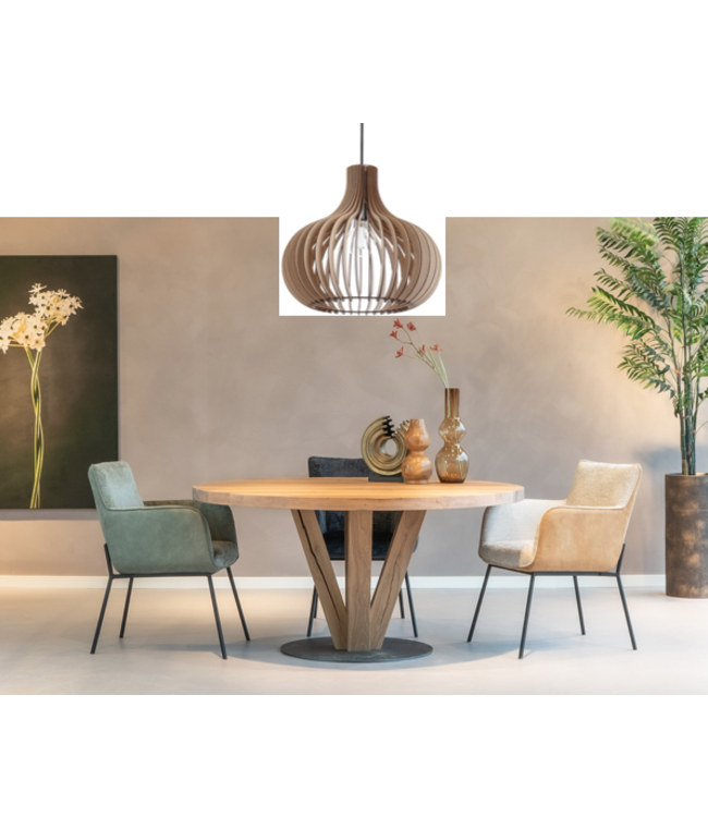 Hanglamp opengewerkt hout-40cm-naturel