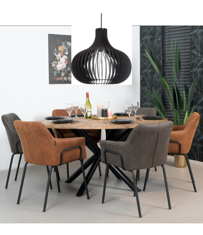 Hanglamp opengewerkt hout -60cm- Zwart