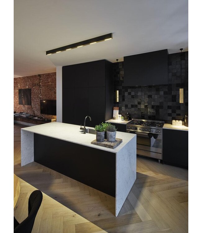 Design whiteline slot small opbouw 180cm Black met bronze dimbare leds