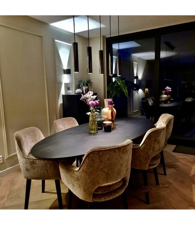 4lichts hanglamp strakke vormgeving-100cm-goud/zwart