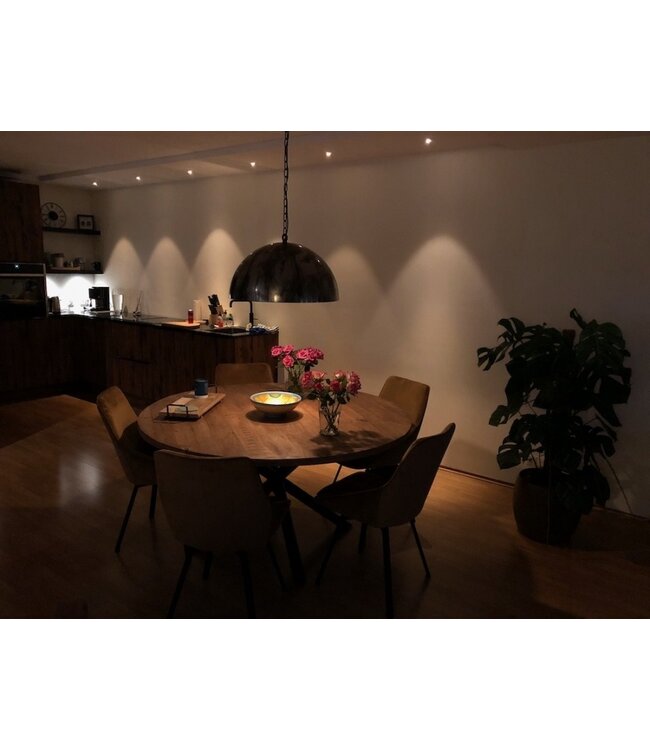 Halfronde hanglamp aan staaldraad-60cm-dappled oil