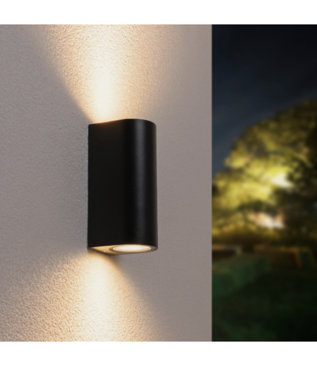 wandlamp zwart met sensor halfrond