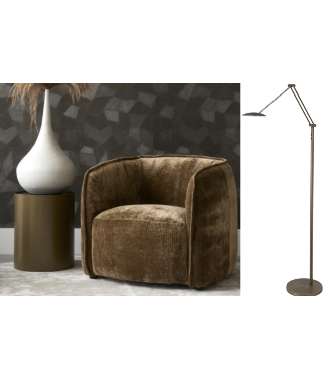 Kantelbare leeslamp dim to warm 10W LED + dimmers-H135-brons