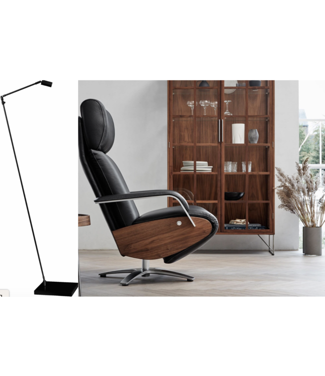 Design leeslamp mat zwart staand model 6w LED met dimmer