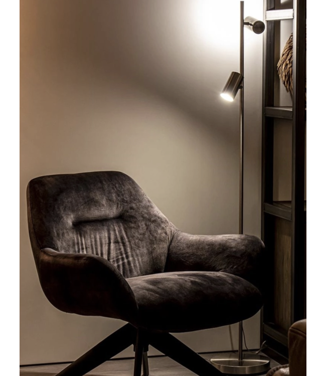 Moderne dubbele leeslamp met 3 standen en een ronde kop - RVS