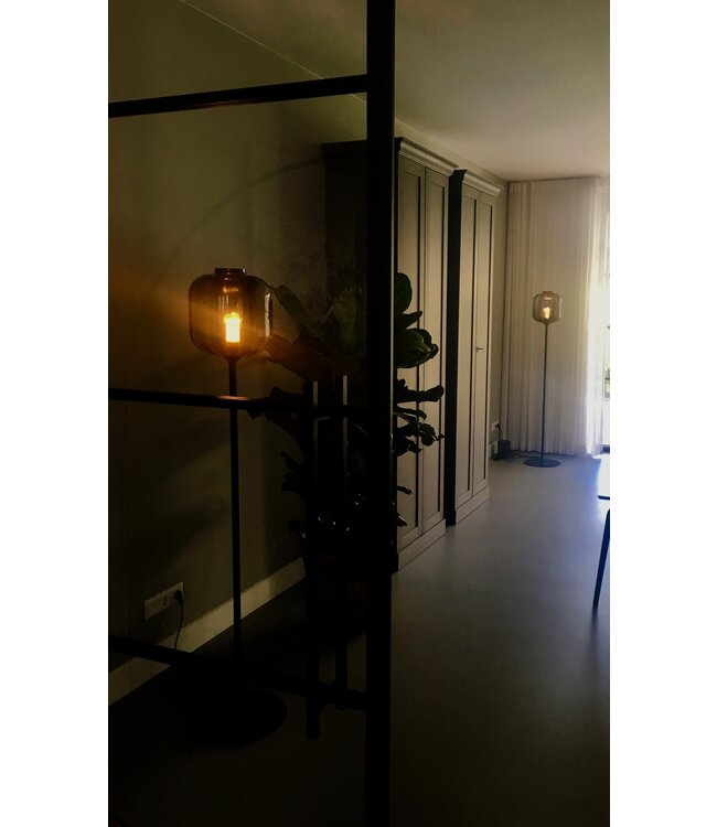 Vloerlamp italiaans smoked glad glas -163cm- Zwart
