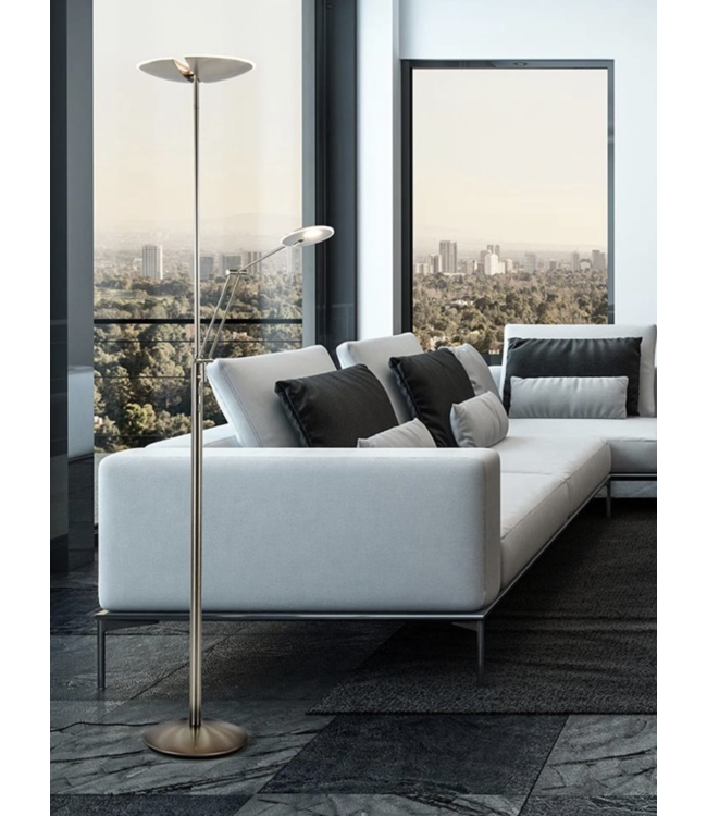 Kantelbare Uplighter 24W LED Nikkel Mat + dimmer