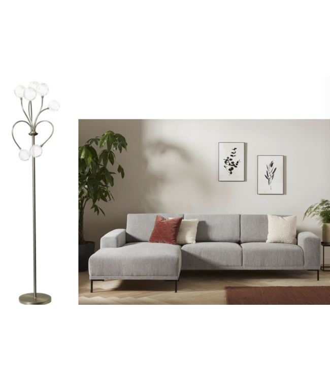 Vloerlamp heldere bollen 7 lichts -178cm-RVS